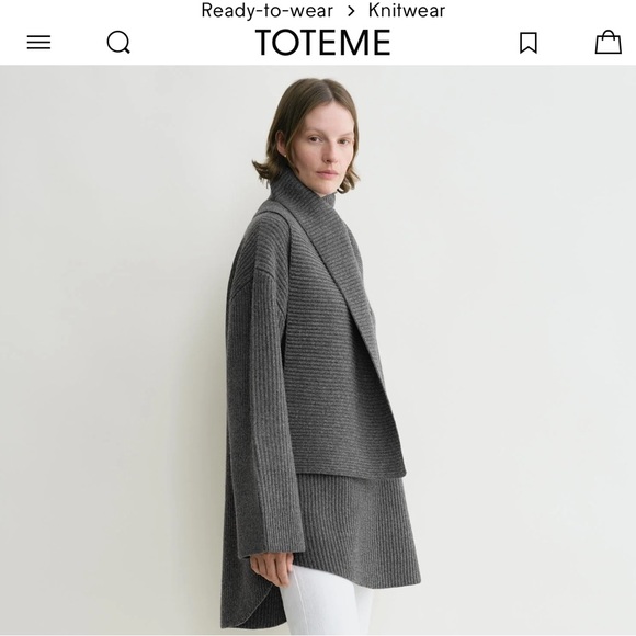 TOTEME Toteme Long scarf knit dark grey melange - Picture 3 of 3